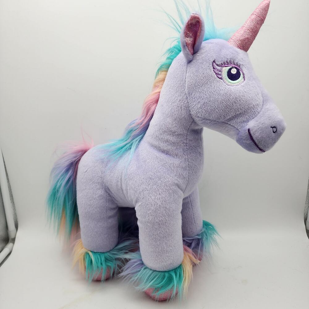 Build a Bear Fairy Friends Purple Unicorn Plush Stuffed Animal 15" Rainbow Mane